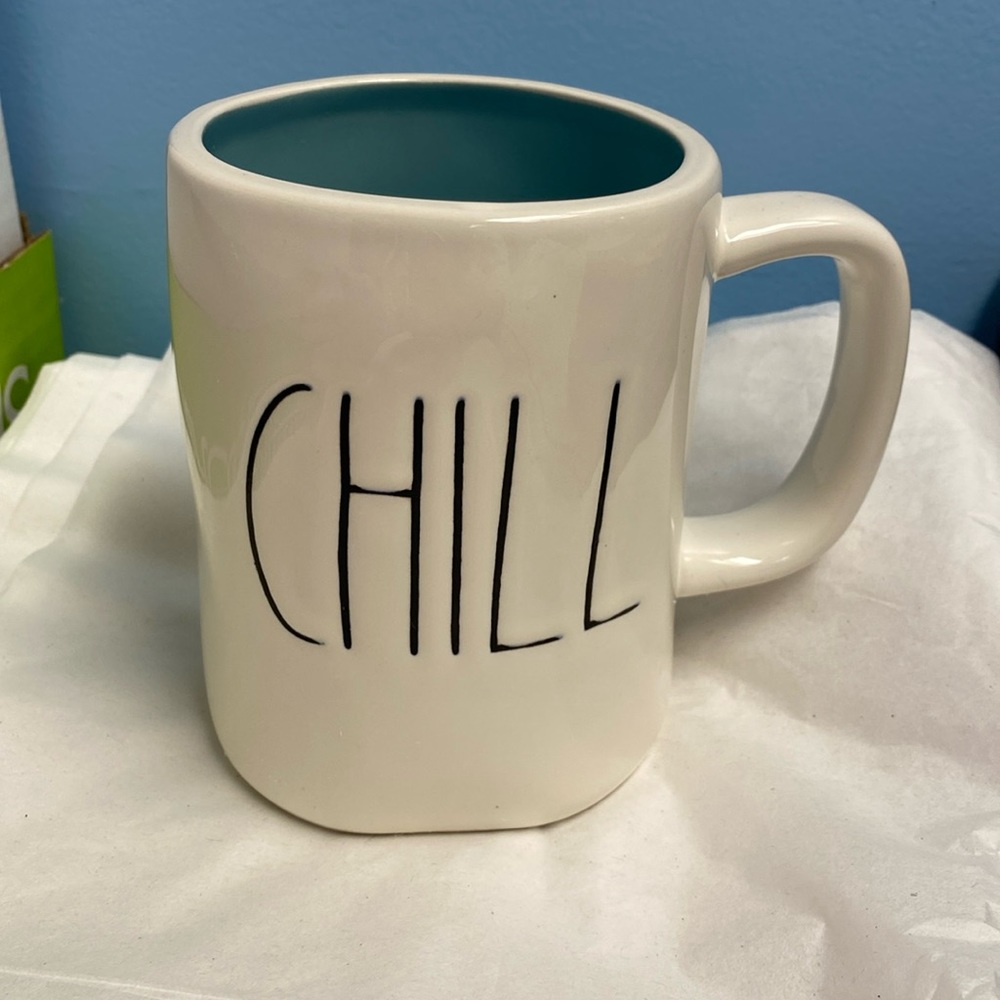Rae Dunn Artisan Collection by Magenta “Chill” Ceramic White Mug ☕️